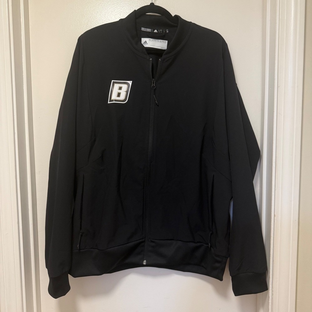 Adidas Black Bomber Jacket Collegiate Letter B Mens Large L Full Zip